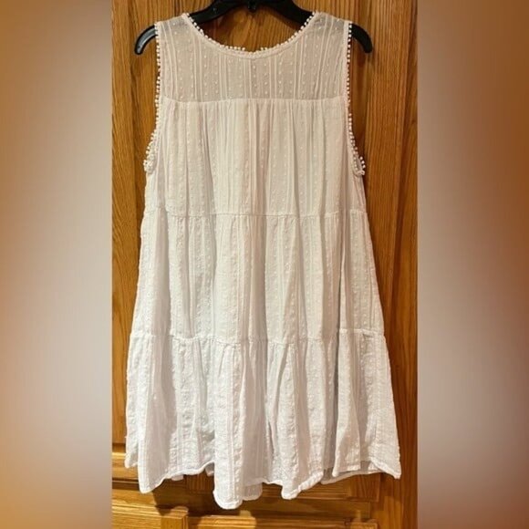Urban Outfitters Cotton White Swiss Dot Swing Lined Boho Mini Dress Size XS - Picture 1 of 10